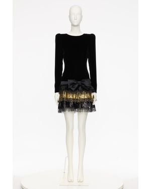 Valentino Bow Detailed Embellished Dress - Black