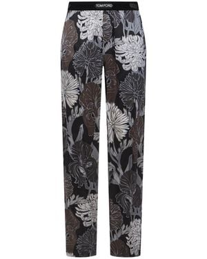 Tom Ford Floral-Printed Flared Trousers - Grey