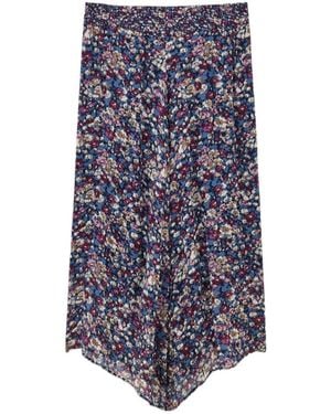 Ba&sh Klap Floral-Print Asymmetric Skirt - Blue
