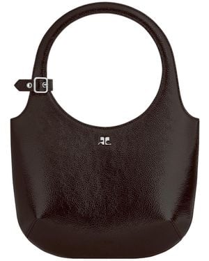 Courreges Courrèges Holy Naplack Zipped Tote Bag - Brown