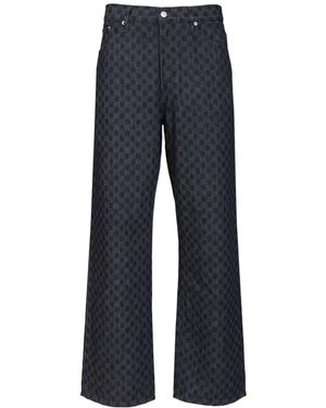 Dries Van Noten Pine Patterned Wide-Leg Trousers - Blue