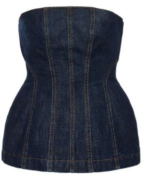 Magda Butrym Strapless Denim Corset Top - Blue