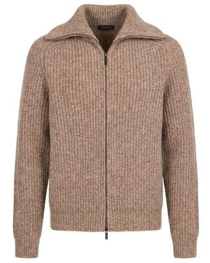 Peserico Zip-Up Knit Jumper - Brown