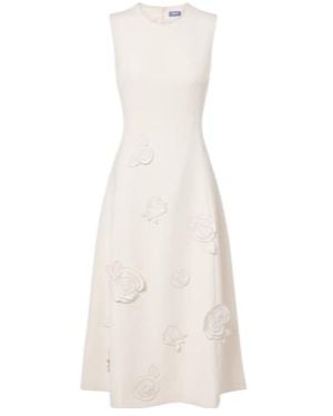 Leo Floral-Appliqué Midi Dress - White