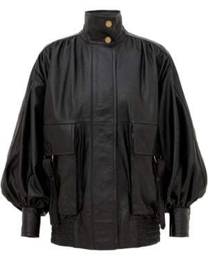 Zimmermann Valiant Leather Bomber Jacket - Black