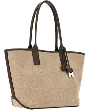 Hogan Logo Embossed Tote Bag - Natural