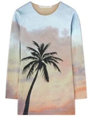 Palm Angels Sunrise Palm Lurex Mini Dress - Blue