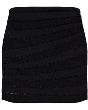 Balmain Textured Mini Knitted Skirt - Black