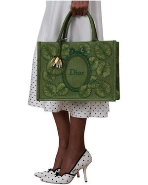 Dior Medium Book Tote With Strap - Green