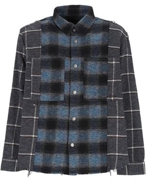 Haikure Check-Pattern Frayed Shirt - Black
