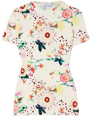Rabanne Short-Sleeve Floral Top - White