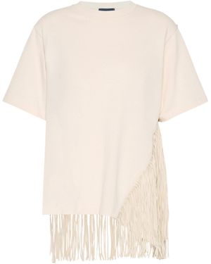 Sportmax Fringe-Detail T-Shirt - Natural