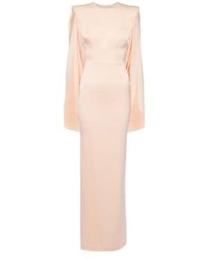 Alex Perry Caped Crepe Satin Gown - Pink