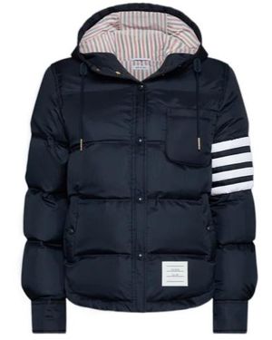 Thom Browne Down Hooded Jacket - Blue