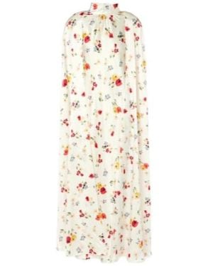 Rodarte Floral Caped Silk Maxi Dress - White