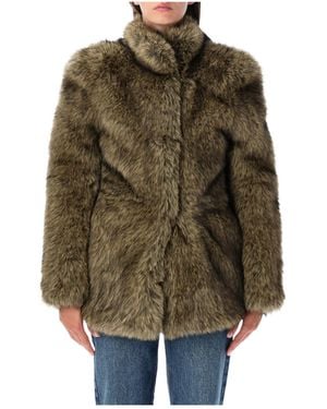 Frankie Shop Denia Fur Coat - Brown
