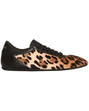 Dolce & Gabbana Leopard Printed Sneakers - Brown