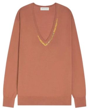 Dries Van Noten V-Neck Embellished Knitwear - Orange