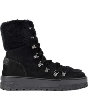Bogner Calgary Shearling-Trimmed Suede Ankle Boots - Black