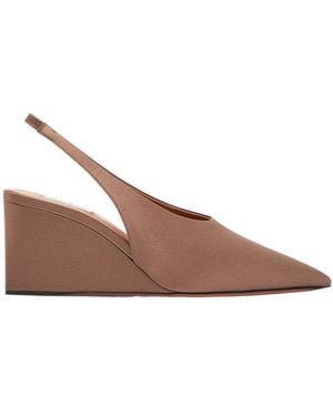 Alaïa Satin Wedge Heels - Brown