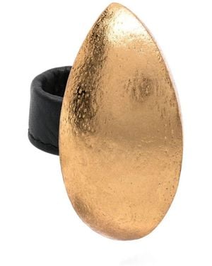 Monies Almond-Shape Leather-Band Ring - White