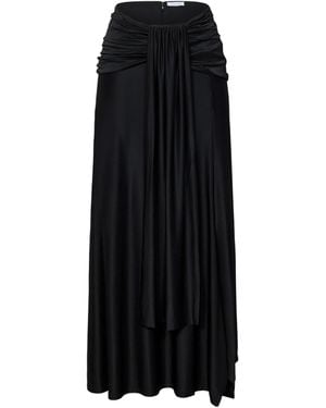 Rabanne Gathered Detailed Midi Skirt - Black
