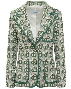 CASABLANCA Heart Monogram Jacquard Single-Breasted Jacket - Green