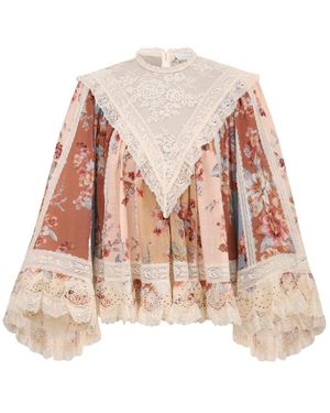 Zimmermann Awaken Lace Trim Blouse - Natural