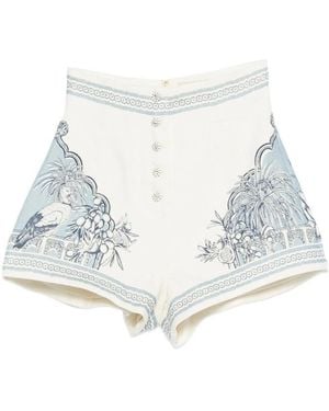 ALÉMAIS Villa Romantica Printed Shorts - White