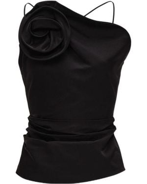 Magda Butrym Rose One-Shoulder Top - Black