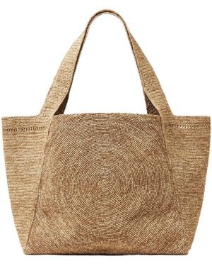 Stella McCartney Logo-Embroidered Raffia Tote Bag - Natural