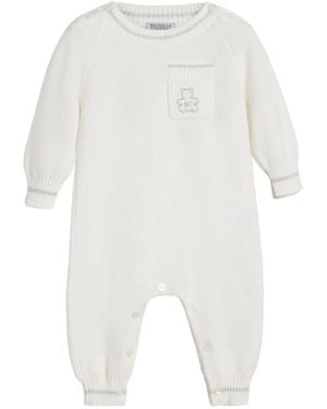 Brunello Cucinelli Embroidered-Logo Romper - White