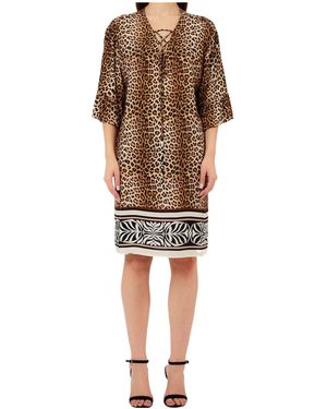 Liu Jo Animal-Print Lace-Up Mini Dress - Brown