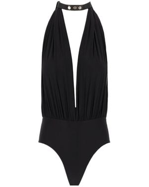 Amazuìn Ember Plunge Halterneck Bodysuit - Black