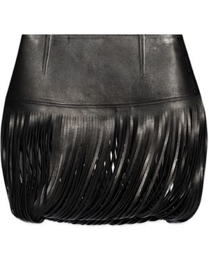 Alaïa Leather Skirt With Fringes - Black
