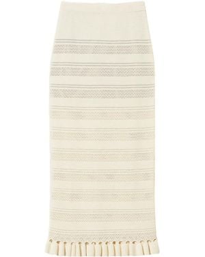 Twinset Knitted Ruffle Midi Skirt - Natural