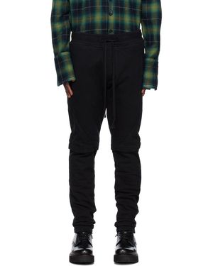 Greg Lauren Fleece Drawstring-Waistband Pants - Black