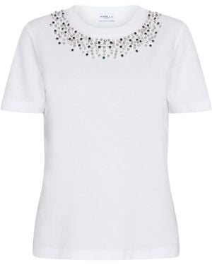 Marella Bejewelled-Detail T-Shirt - White