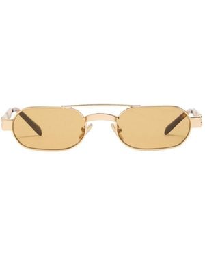 Miu Miu Thin-Frame Small Oval Sunglasses - Metallic