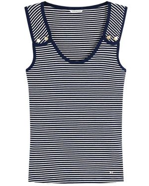 Tommy Hilfiger Tone Button Ribbed Tank Top - Blue