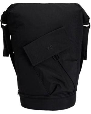 Y-3 Logo Flap Backpack - Black