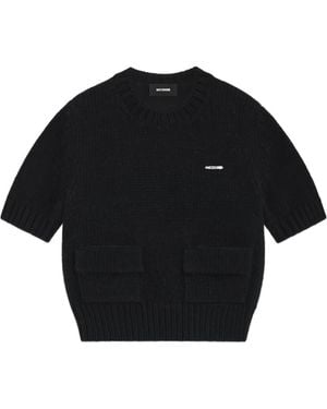 we11done Round-Collar Short-Sleeve Jumper - Black