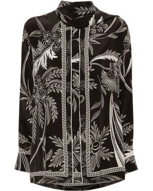 F.R.S For Restless Sleepers Botanical-Print Shirt - Black