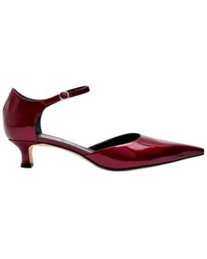 Aeyde Tillie Pointed Toe Strap Pumps - Red