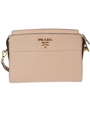 Prada Logo Shoulder Bag - Natural