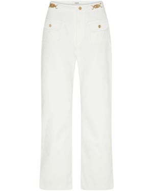 Celine High-Waisted Casual Trousers - White