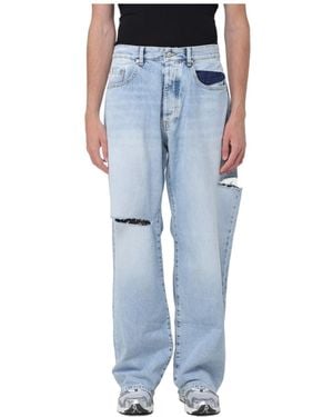 ICON DENIM Scott Distressed-Effect Straight-Leg Jeans - Blue
