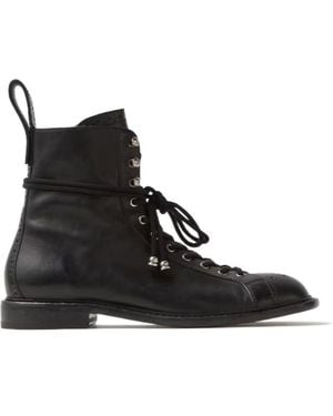 Versace Perforated Lace-Up Boots - Black