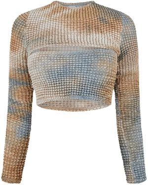 Off-White c/o Virgil Abloh Tie-Die Cut-Out Top - Grey