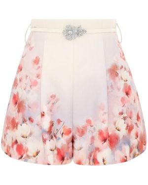 Zimmermann Crush Flat Front Shorts - Red